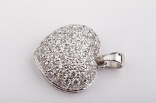 Anhänger Herzform Kristall Liebe 585 14K Weiß Gold Top!   