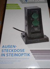 Aussensteckdose in Steinoptik 4 x Schuko,Dämmerungssensor,NEU-lesen!