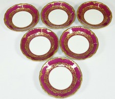 REICHENBACH - 6x TEEBEUTELABLAGE Teebeuteltellerchen Teller - BAROCK - ROT GOLD