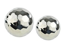 2x Dekokugel Edelstahl silber