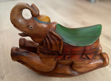 Schaukel Elefant - Indien - Hartholz - Vintage/Antik - bemalt