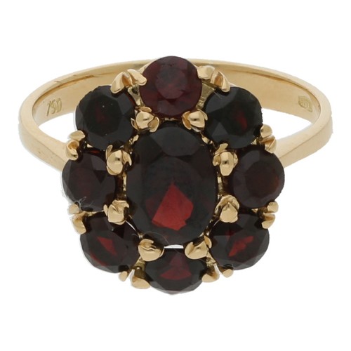 Granat ring 750 - k, gold
