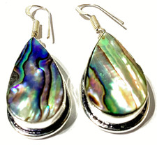 ABALONE-MUSCHEL Edelstein 925 Sterlingsilber Schmuck Ohrringe 1