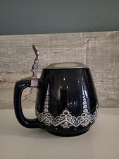 BIERKRUG BLAU MIT DECKEL 0,5 L Reliefkrug ca. 12 cm Kugel ALT 7234 WW Steinkrug 