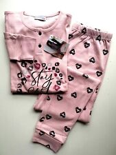 Damen Schlafanzug  Pyjama 100 % Baumwolle mit Bündchen Markenware warm