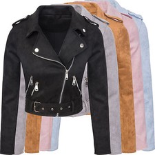 Designer Damen Übergangs Jacke Wildlederoptik Sommer Jacke kurz Jacke D-315 S-XL