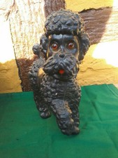 ALTER SCHWARZER PUDEL-DDR SPIELZEUG-PLASTIK-KOPF BEWEGLICH-SELTEN GLASAUGEN FEST