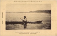 Ak Nordamerika, Mission der Oblatenpater, Eskimo in Nachen aus... - 4009747