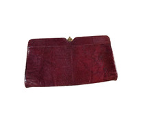 Schlangenleder Clutch burgunder rot art deco 50er vintage Leder quiet luxury