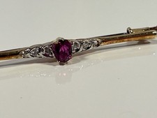 Gold Brosche 585 mit Rubin und