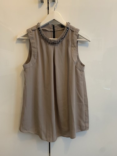 Bluse ärmellos khaki mit - bluse,