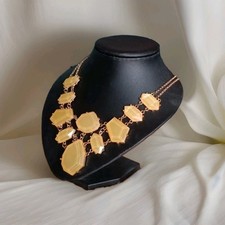 KETTE Modekette Blogger Collier Goldfarben Gelbtöne Farbeblöcke XXL Modeschmuck