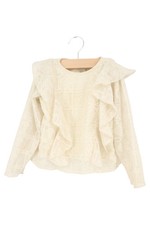 ZARA Kinder Bluse Gr. 110 Beige Spitze Rüschen Klassisch Mädchen Langarm
