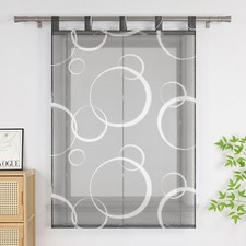 Raffrollo mit Schlaufen Kreis Raffgardine Transparent Küchengardine Landhausstil