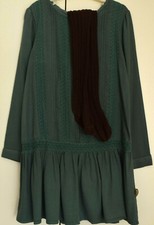 POMP DE LUX Set 110 116 122 Kleid Strumpfhose Tunika Vintage grün Spitze TCM To