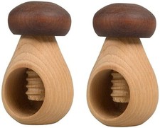 2 Stück Nussknacker HOLZ Pilz 2 Stück  Steinpilz Nussbrecher mit Schraubgewinde