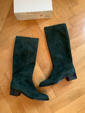 Wildlederstiefel gefüttert knielang grün Gr. 40,5 ungetragen OVP