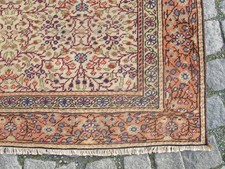 Handgeknüpfter Orientteppich Blumen, Alter Antik Wollteppich Traditionell Vin...