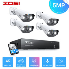 ZOSI 8CH 4K POE NVR Überwachungskamera Set 2TB HDD Außen 5MP IR Netzwerk Kamera