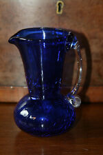 VINTAGE  Benko Art Glas Krug Karaffe 50er  kobaltblau Crackle  12 cm TOPZUSTAND