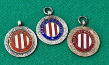 3 x Vintage Sterling Silber Verschleißräder Radfahren Anhänger Medaillen 1927 1930 1951