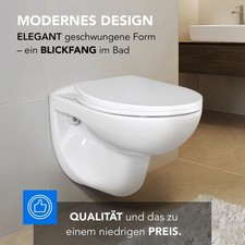 Hänge-WC Wand-WC Spülrandlos Tiefspüler Toilette Softclose Deckel WC Sitz
