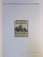 Werbegrafik Werkzeugmaschinen Rich. Langensiepen, Buckau-Magdeburg; ca. 1896; Ke