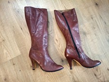 Vintage 70er 60er 80er  Leder STIEFEL Bordeaux High Heels Boots Schuhe