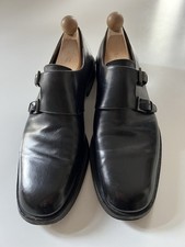 Salvatore Ferragamo EU 46.5 UK 12 Schwarze Leder Monk Strap Schuhe