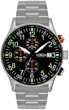 Astroavia Herrenuhr Chronograph Edelstahl massiv Quarz Armbanduhr 