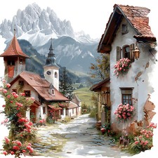 Deko Bild Dorf Berge Alpen