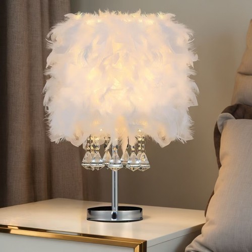 Weiß feder tischlampe - feder,