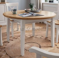 Esstisch rund COUNTRY HOME 120/160x74x120cm Kiefer massiv weiß lackiert Wildeich