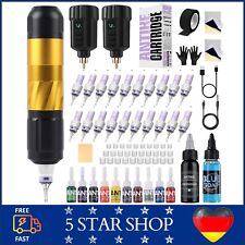 Kabelloses Tattoo Maschine Set mit 2x1500mAh Akku & 20 Nadeln für Anfänger