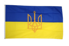 Fahne ukraine mit wappen - ukraine,