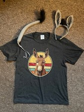 Kostüm Esel Gr. 152 für Kinder 11-12 Jahre: T-Shirt, Ohren, Schwanz grau WIE NEU