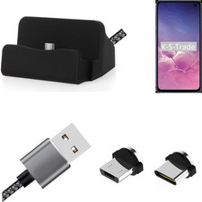 Ladestation für Samsung Galaxy S10e (Dual-SIM) + USB-Typ C u. Micro-USB-Adapter