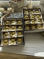 Alt Weihnachtskugeln 12 Kugeln Gold Glas Glänzend Christbaumschmuck