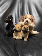 4 alte Steiff Tiere, Hunde, 2 Boxer Sarras, Spaniel Floppy und ein Pudel Hund