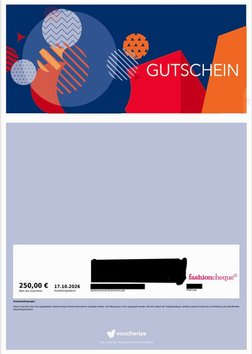 Fashioncheque gutschein 250 - fashioncheque, 250,00
