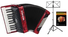 Hohner Bravo II 48 SilentKey Akkordeon Starterset 26 Tasten Chöre 2 Zubehör Rot