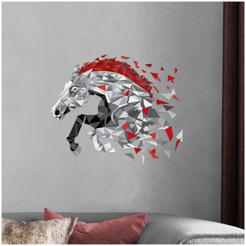 Wandtattoo polygon pferd rot - wandtattoo,