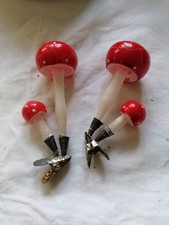 2 x Christbaumschmuck-schöner alter Baumschmuck Doppel Pilze Fliegenpilz Glas