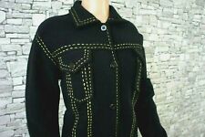 TALLY GO EXTRAVAGANTE DAMEN REINE KOCH WOLLE WALK JACKE SCHWARZ GELBE NÄHTE  M 