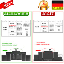 A1494 A1618 Akku Batterie für Apple Macbook Pro 15" A1398 Late2013 Mid 2014 2015