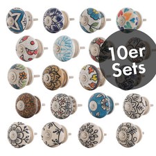 Möbelknöpfe Shabby Keramik Knöpfe Griffe Knauf Knopf Schrank handbemalt Vintage