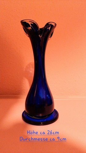 Blauglasvase geschwungener - blauglasvase,,