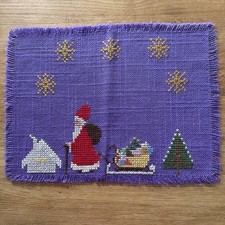 Platzset Set Deckchen Weihnachten Handarbeit Stickerei 39x29cm pflegeleicht 