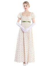 Regency Kleider für Frauen Floral Regency Era Kleid Empire Taille Lange Tee P...