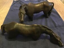 Bronze Figuren zwei Pferde bei Wasser trinken einzeln Kunst Stück aus Russland